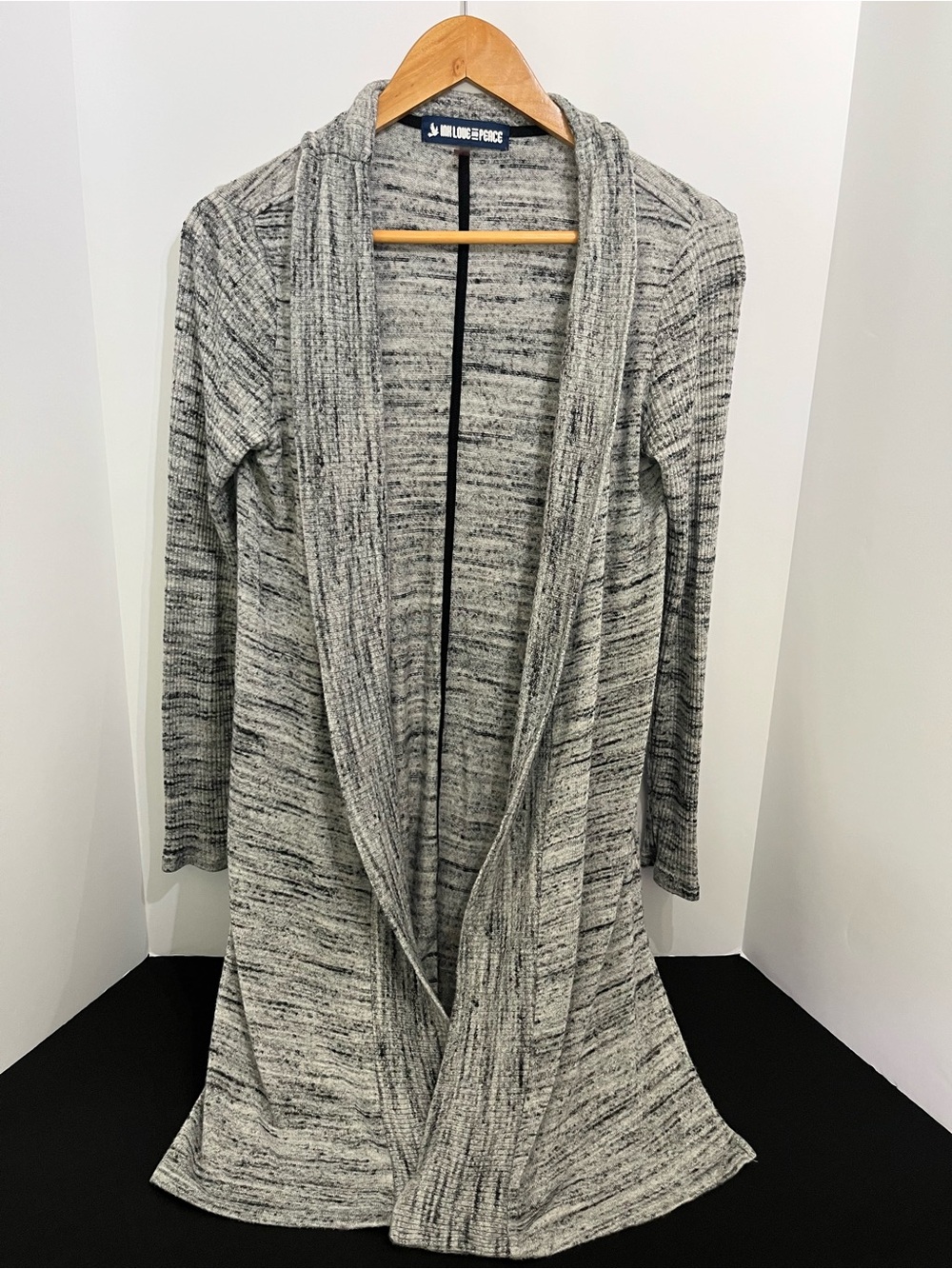 Love & Peace & Money Marled Gray Open Drape Cardigan